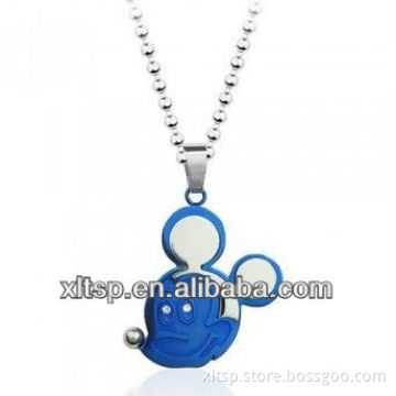 PD005 Blue Mickey Pendant in Stainless Steel